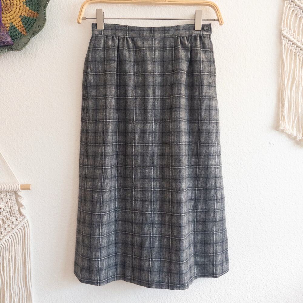 Pendleton Petite Vintage Plaid Pure Virgin Wool Midi Skirt Size 4